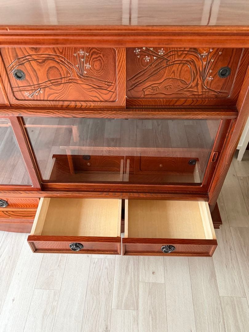 欅材 レトロ茶箪笥 水箪笥 古家具 昭和 アンティーク 収納棚