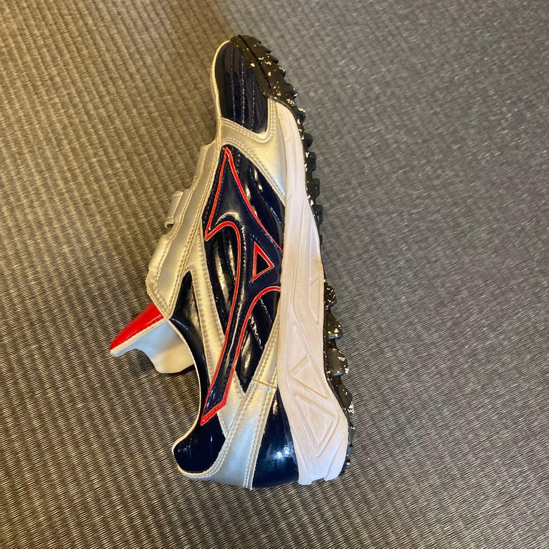 ミズノ スパイクシューズ ベルクロ ネイビー/シルバー/レッド