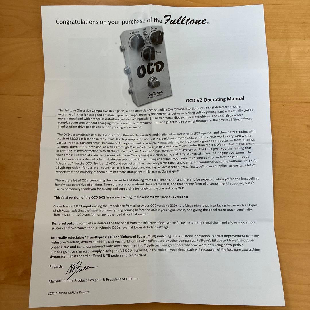 美品 Fulltone OCD V2 青LED オーバードライブ