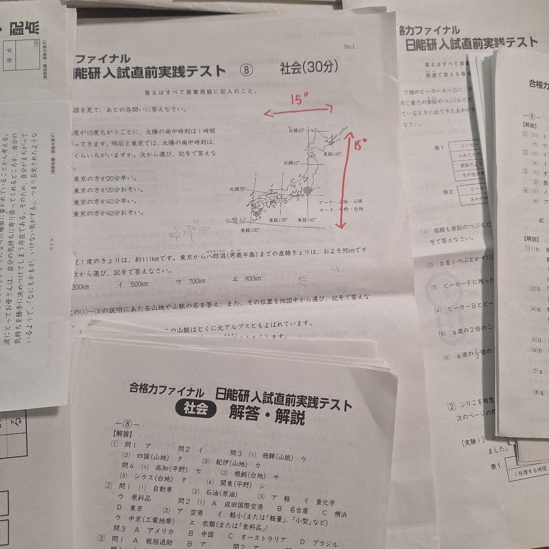 日能研2024年度　テスト　6年　育成　公開　特別テスト一式