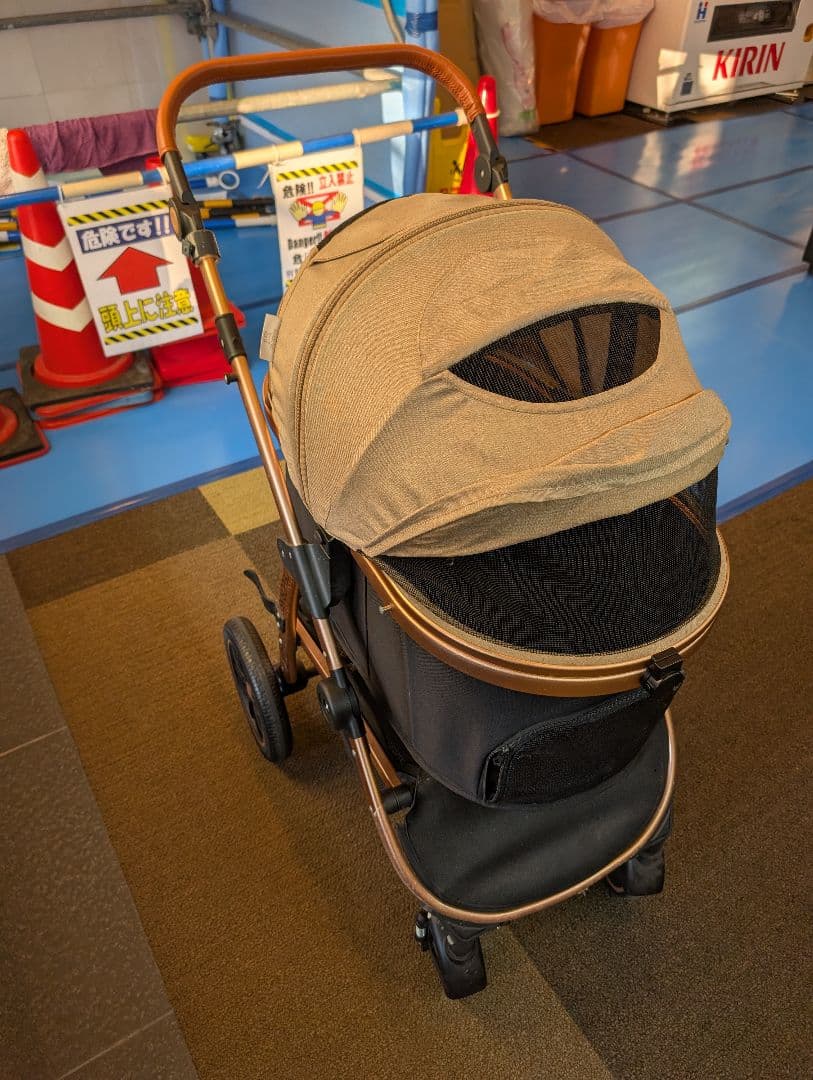 ペットカート ベージュ メッシュ窓付きSKISOPGO 型番aEEJ7t3gC
