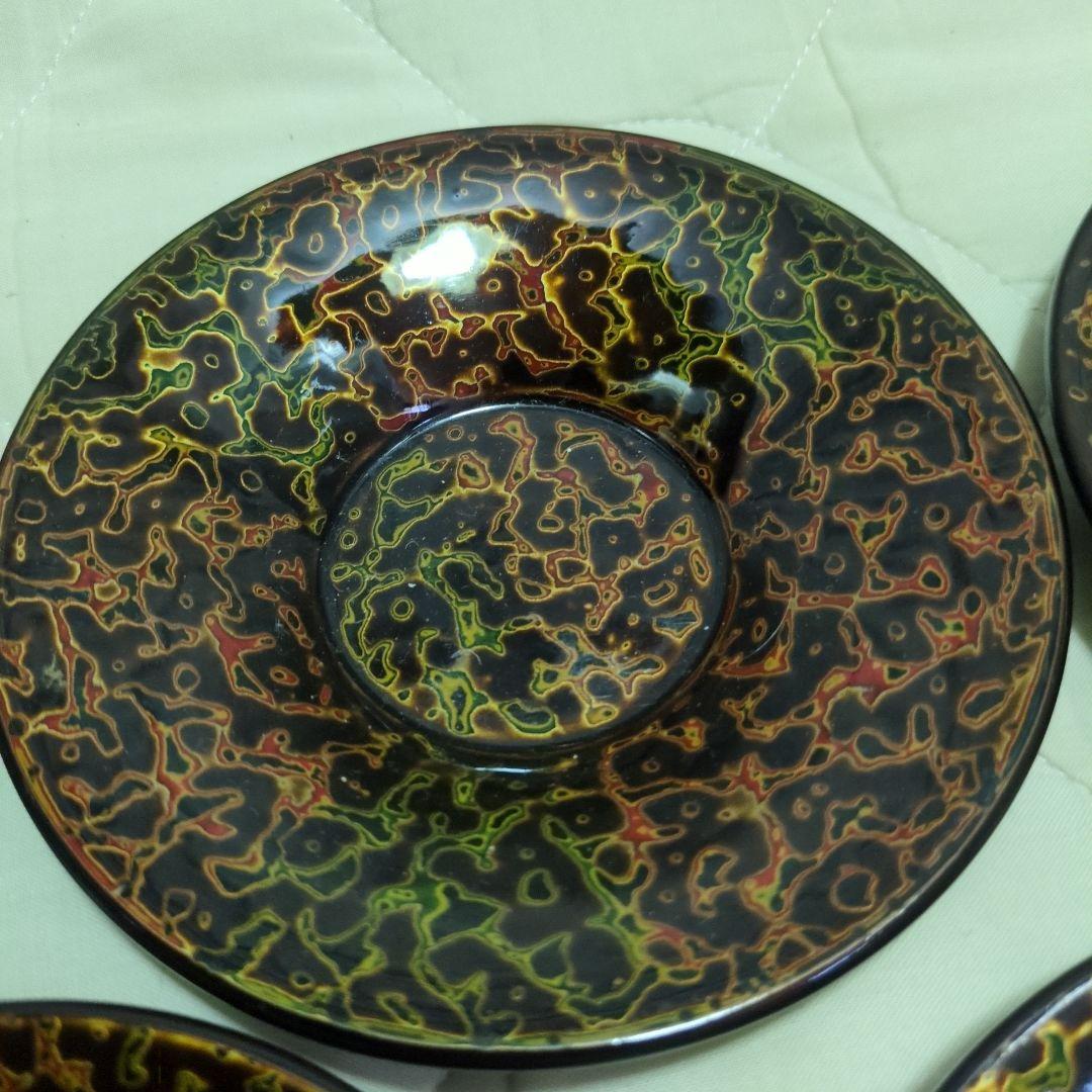 蔵出し　美品　漆器　津軽塗り　茶托　湯飲み受け皿　5枚セット