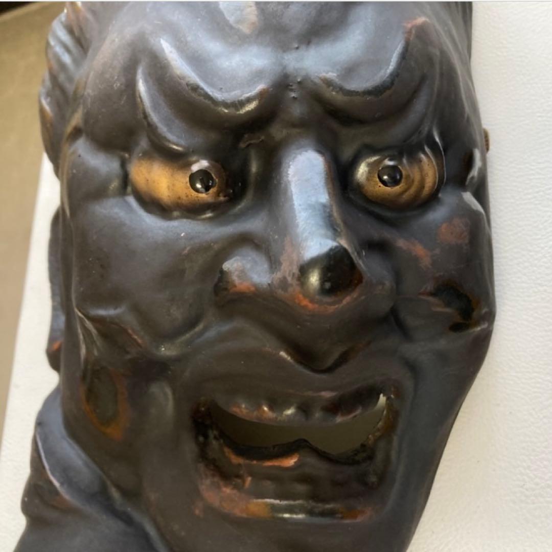 伐折羅大将 広目天⁇ お面 壁掛け 乾漆⁇ 仏教 美術 2点 骨董品 レトロ