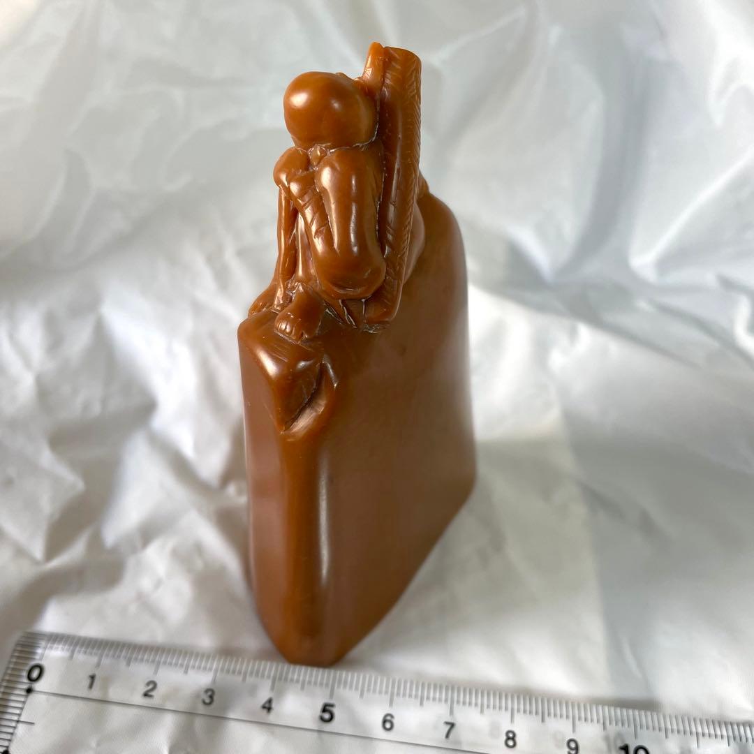 印材　石材　寿山石　文房四宝　中国　天然石　人物　黄石　老人　遊印　関防印　寿山