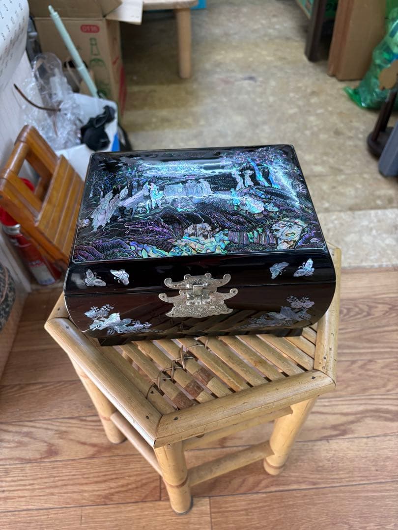 高級 螺鈿細工 ジュエリーボックス 宝石箱 伝統工芸 鏡付 ヴィンテージリング