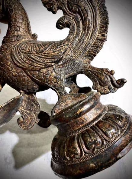 銅器 仏教 フェニックス燭台古美術 コレクション品 銅製 工芸品 彫刻装飾品置物