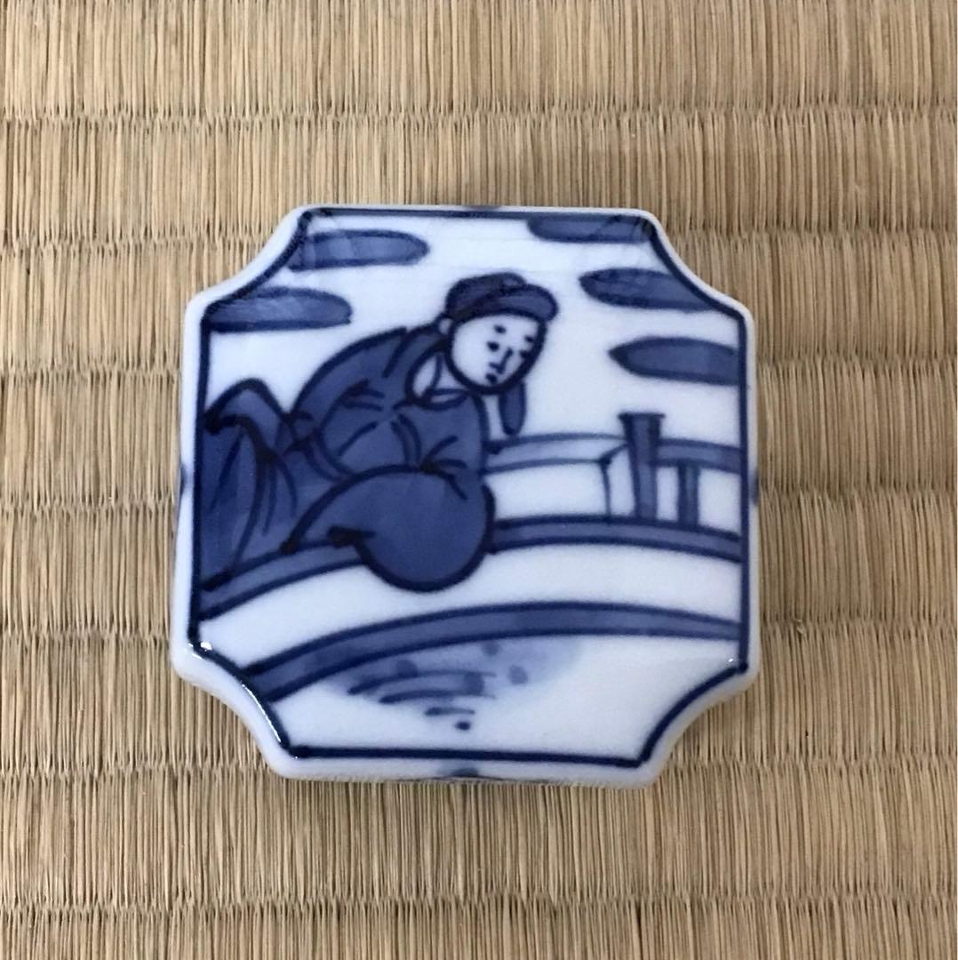 茶道具　香合　染付周茂叔香合　景雲作　共箱　S111KG