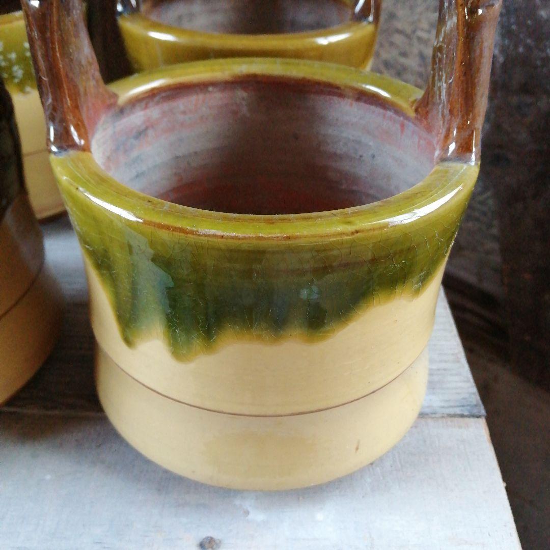 常滑焼　織部竹節手付手炙火鉢　4個　昭和中期