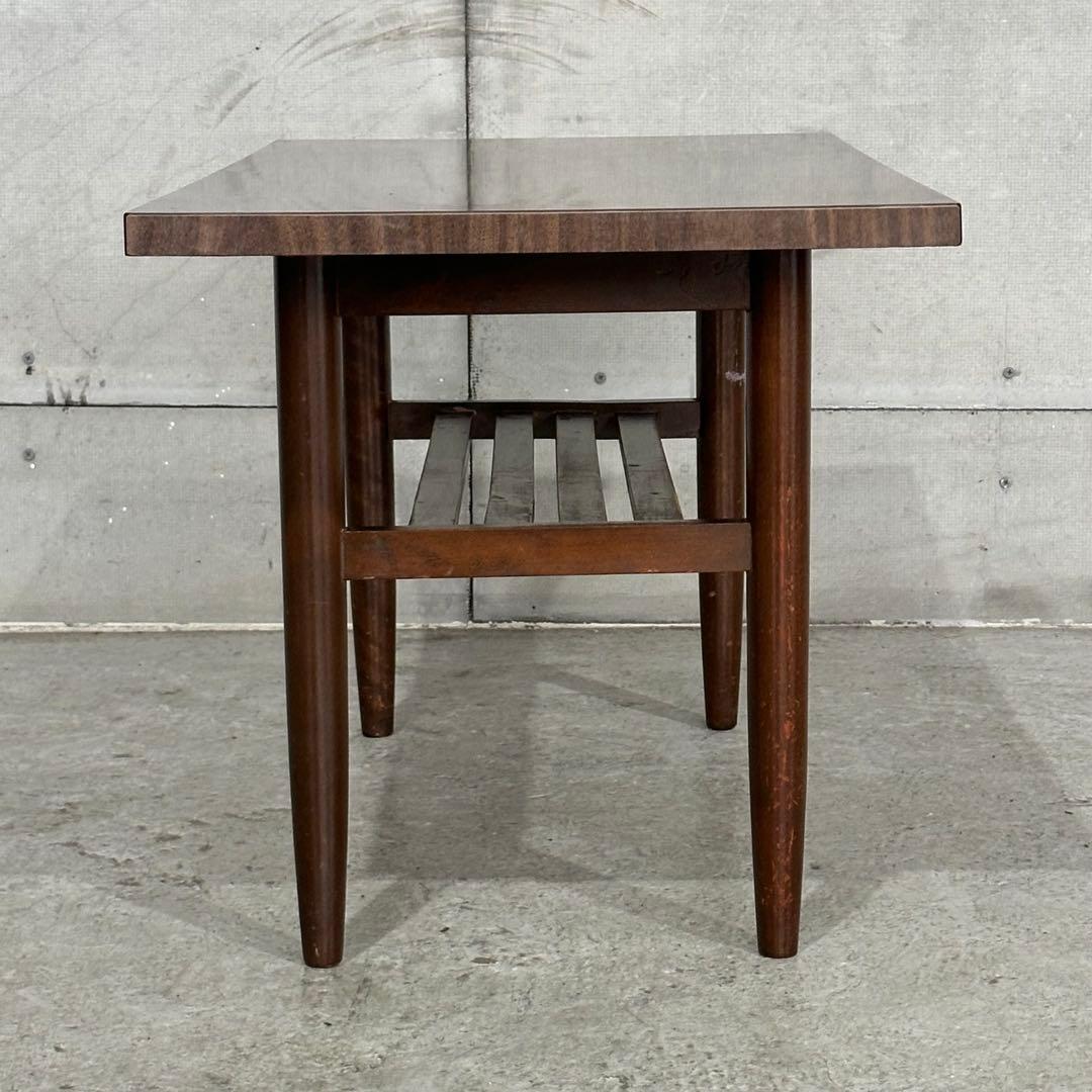✦80s✦ ミッドセンチュリー 昭和レトロ ローテーブル 棚付 応接 木製