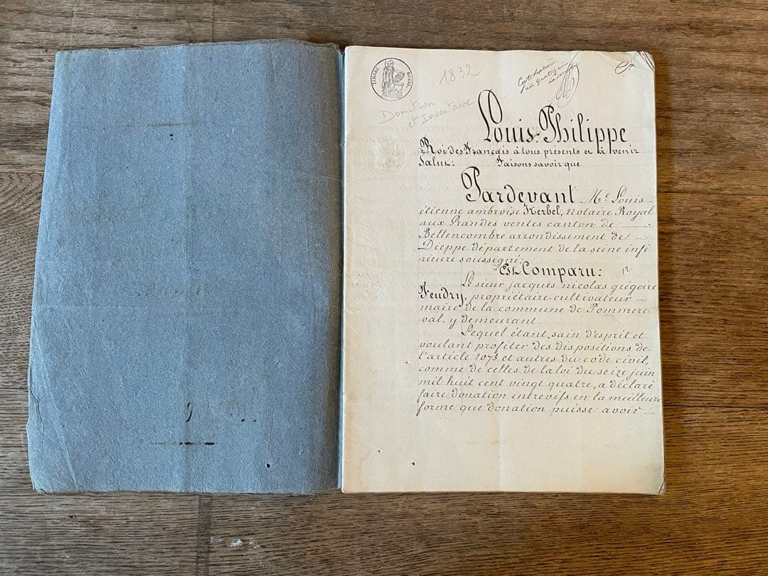 フランスアンティーク　1800年代の古文書