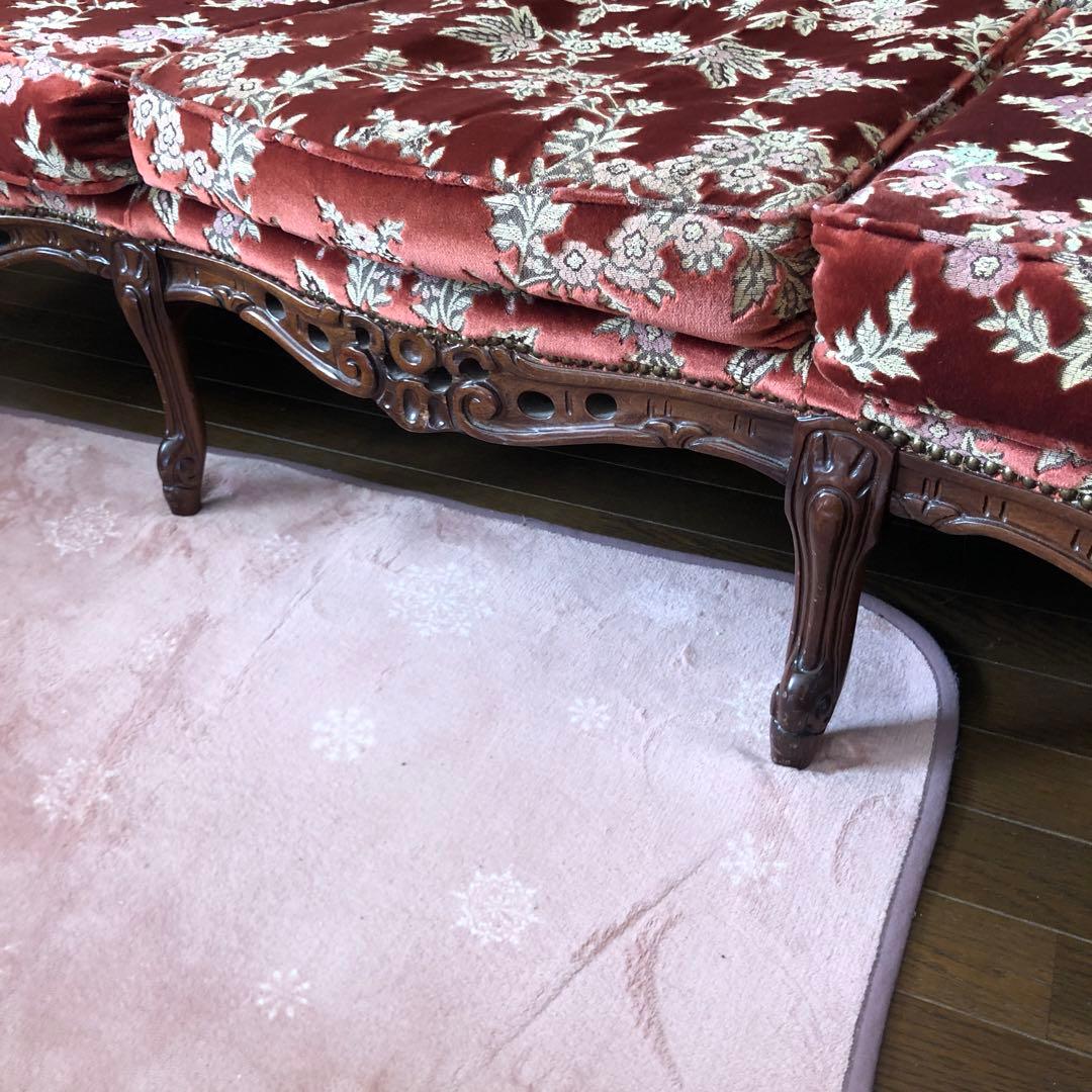 金華山 イタリア　ビクトリアンスタイル 3人掛けソファ 赤色 花柄