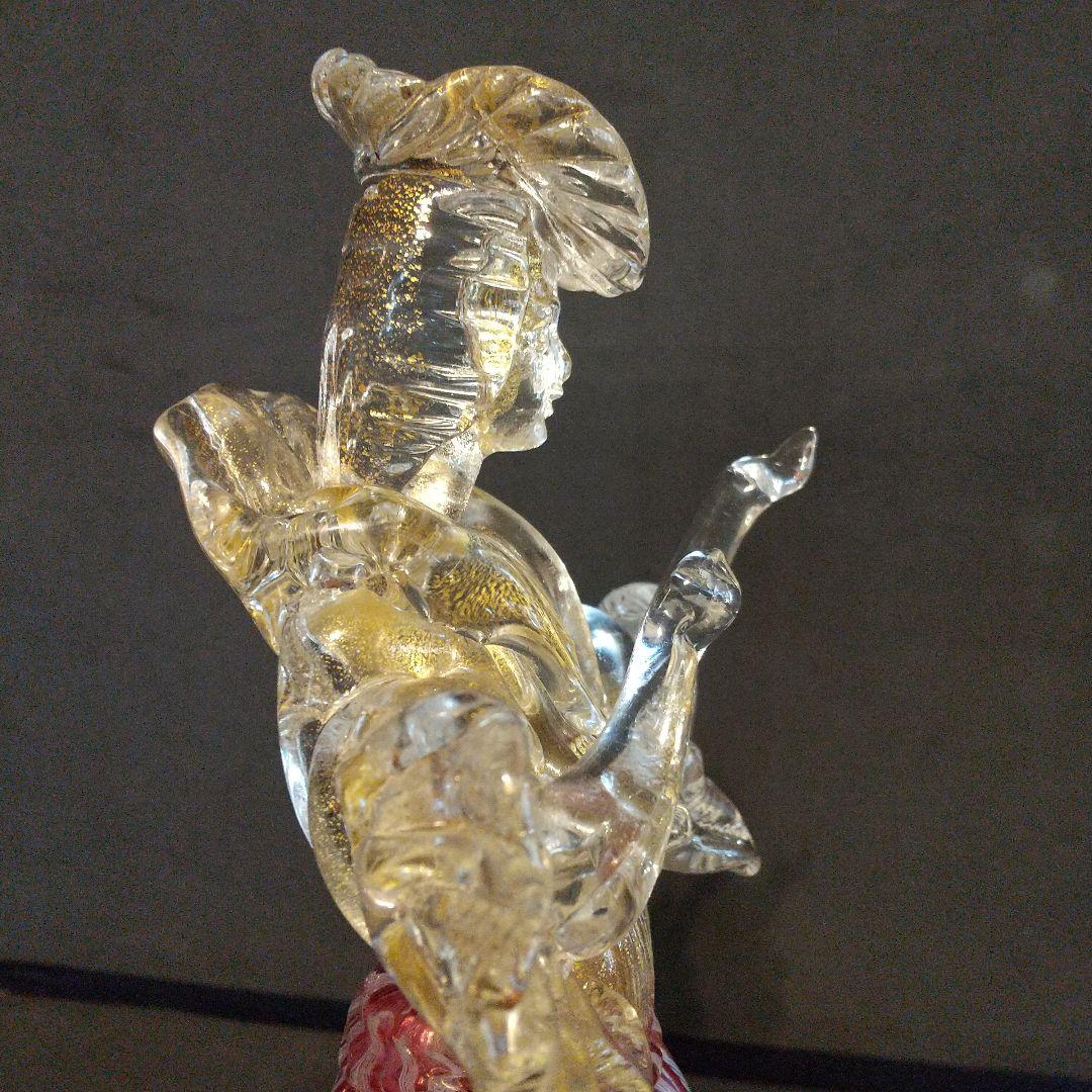 ベニチアングラス フィギュリン レ―ス模様 大型33センチ 金彩ガラス工芸品