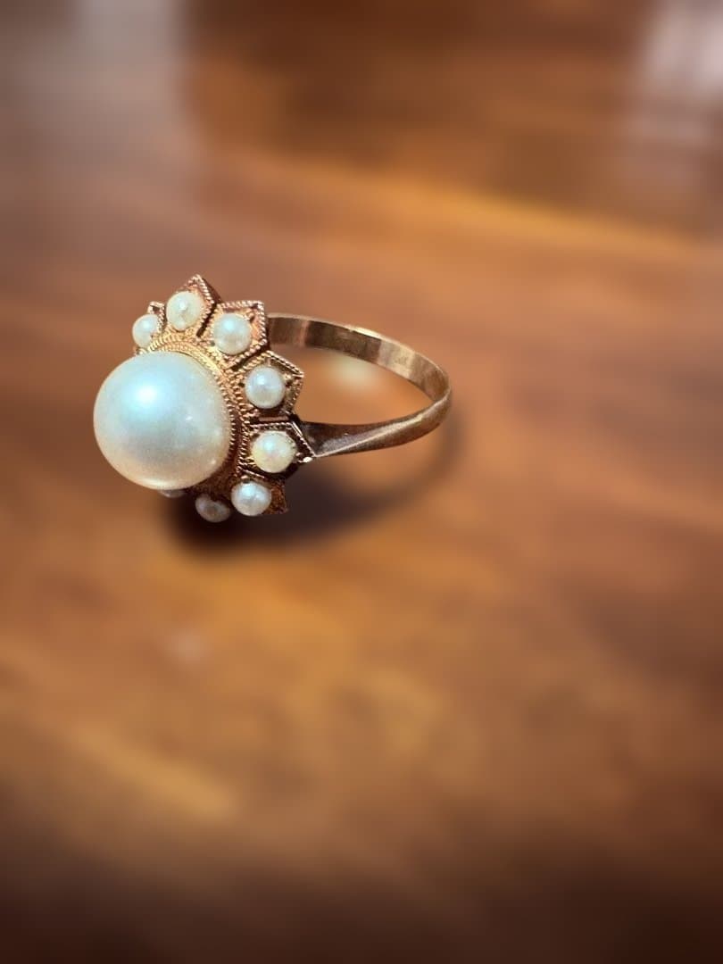 ヴィンテージ　真珠 フラワーデザイン リング　アンティーク