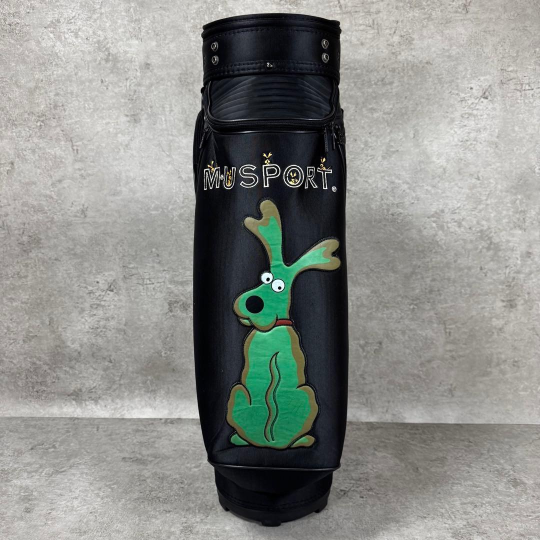 MU SPORTS キャディバッグ ブラック 犬デザイン 5分割 ゴルフ