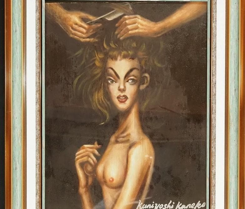 【処分価格】★金子國義 『よこしまな祈り』★油彩 F6号 油絵 金子国義 模写