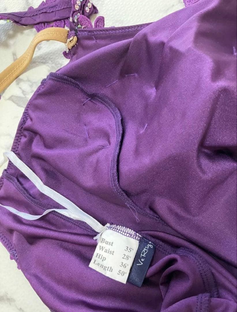 社交ダンスドレス　ダンスドレス　M 紫色　競技会　デモ　超豪華　レッスンウェア