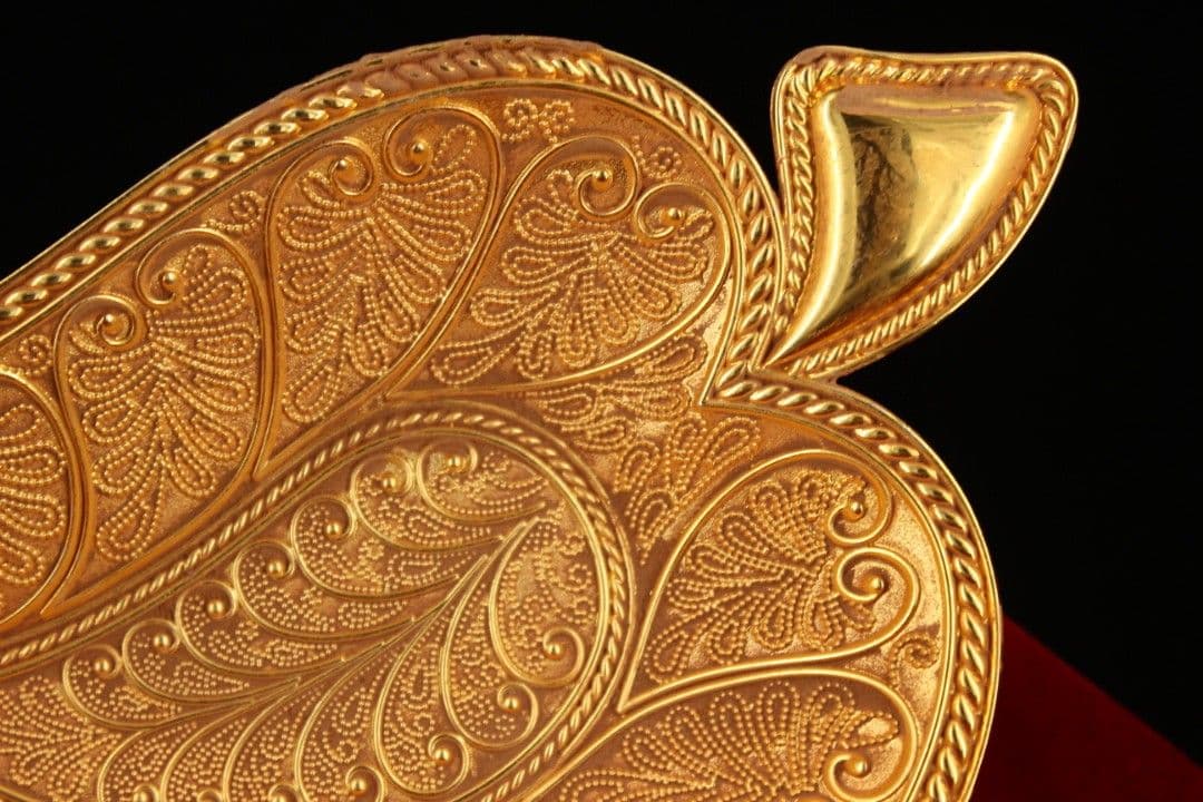 銅 細工 鎏金葉盤 果実盤 装飾品 工芸品 美術品 置物