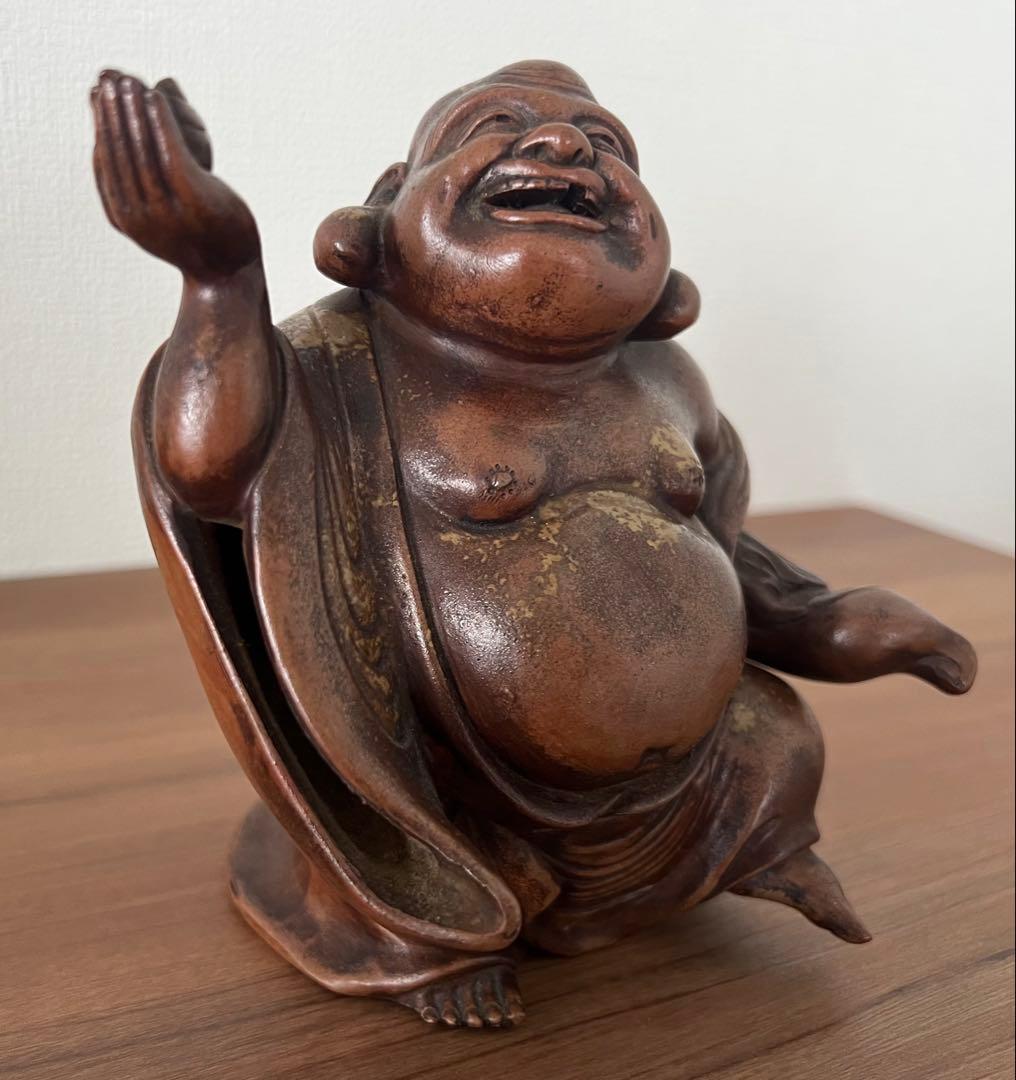 伊部焼 布袋香炉 梅景作 縁起物 七福神 箱付き アンティーク
