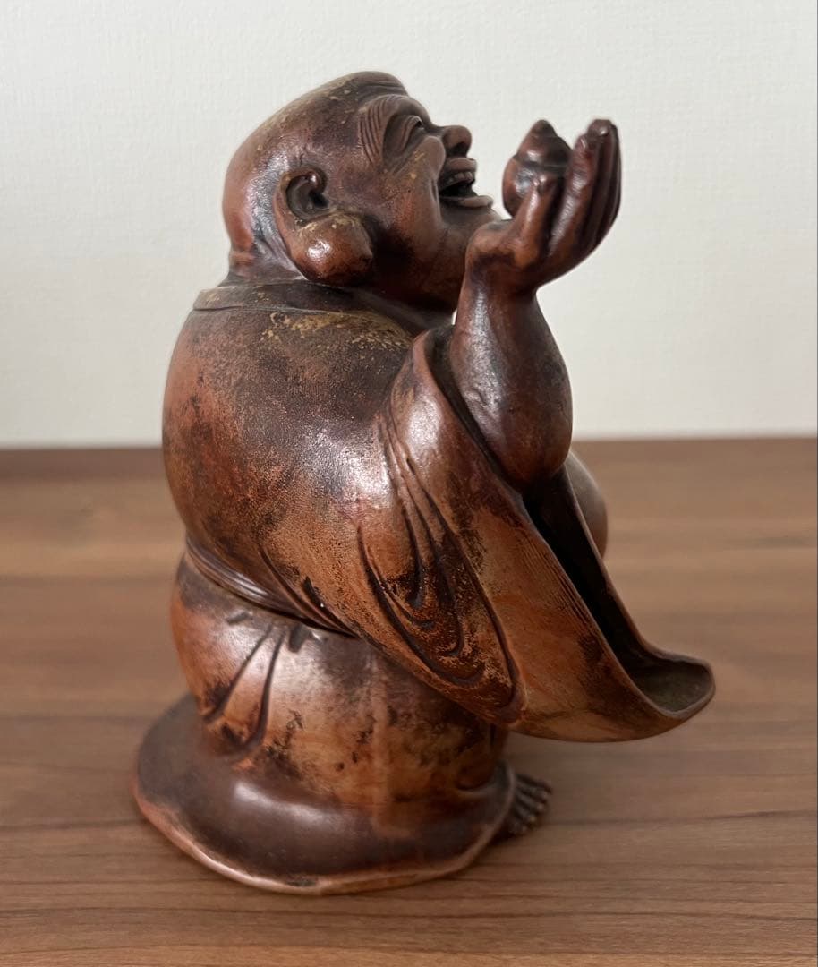 伊部焼 布袋香炉 梅景作 縁起物 七福神 箱付き アンティーク