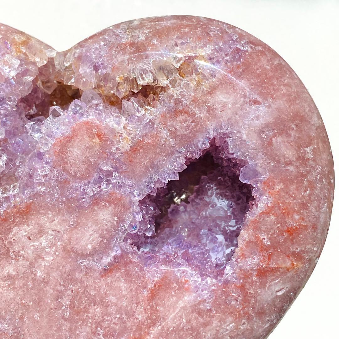★破格大特価【 ピンクアメジスト ドゥルージー ハート 原石 台座付き
