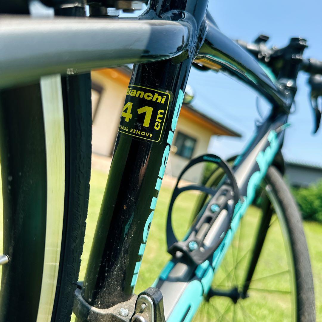 美品　41cm　Bianchi　ロードバイク　ブラック　ターコイズ　700C
