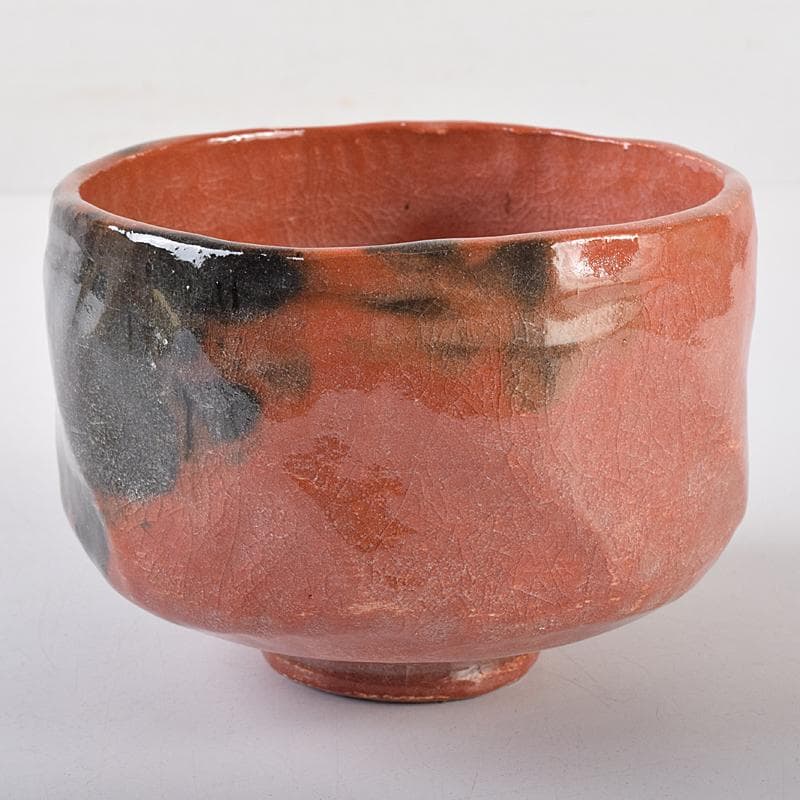茶道具　楽焼　佐々木松楽造　赤楽茶碗　共箱　C　R8673