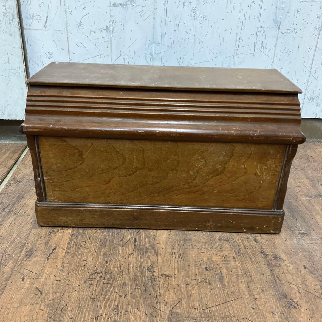 A-壁 昭和レトロ 木製ミシンケース ミシンカバー 収納ボックス 道具箱 木箱蓋