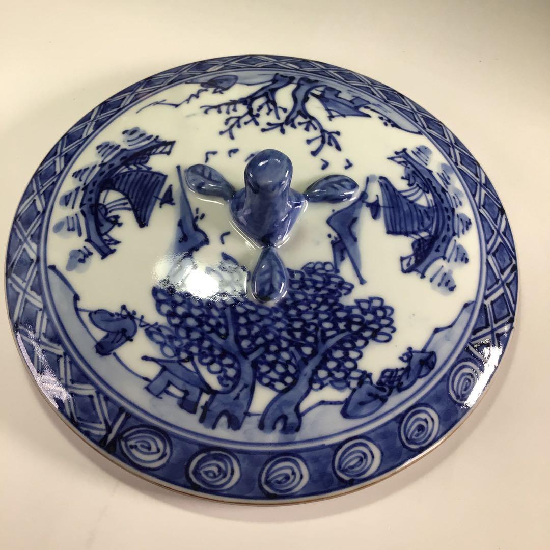 Ｐ８９０　水指　『平安　高野昭阿弥造』『染付祥瑞写』『蜜柑水指』　共箱　茶道具