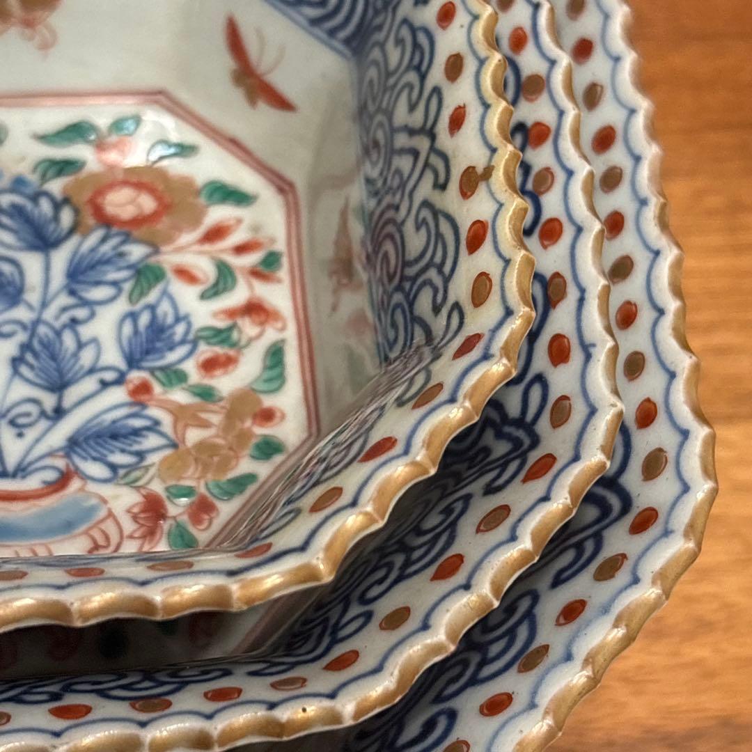 江戸時代□古伊万里　三つ重ね　どんぶり 正月