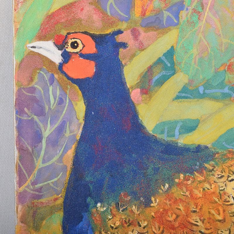 富山県　日展審査員　斎藤清策　日本画　雉　額装　M　R9147B