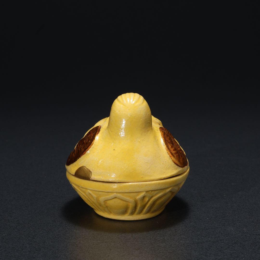 香合　交趾　花喰鳥香合　十代大樋長左衛門　共箱　R1668ダP