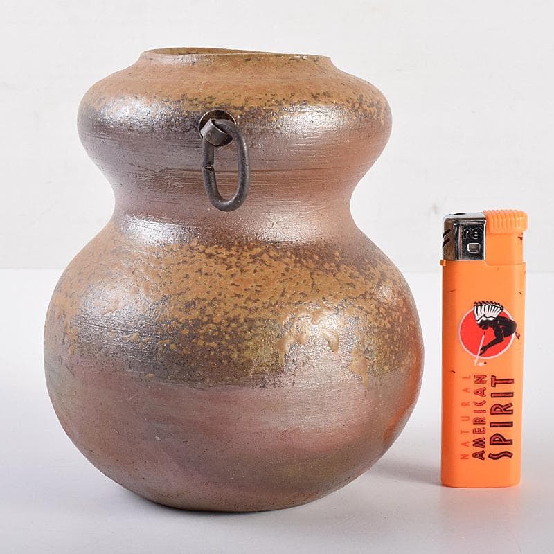 備前焼　伊勢崎満作　瓢箪形　掛花生　共箱　C　R7591