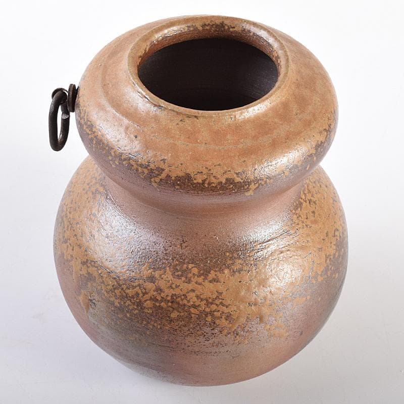 備前焼　伊勢崎満作　瓢箪形　掛花生　共箱　C　R7591