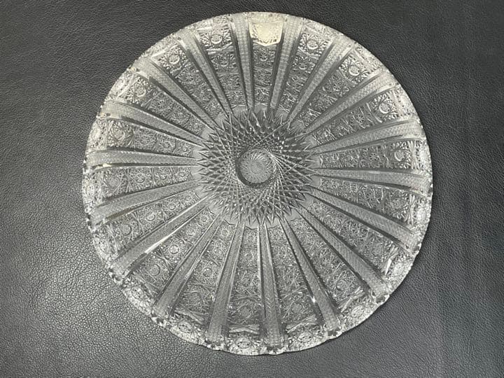 ボヘミア　クリスタル  HAND CUT 28cm 大皿　硝子　ガラス
