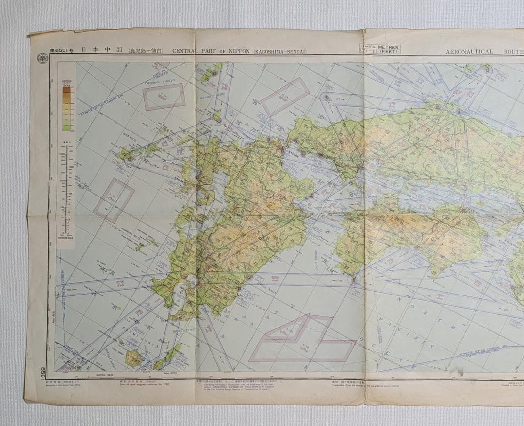 航空路図 日本中部（鹿児島-仙台）