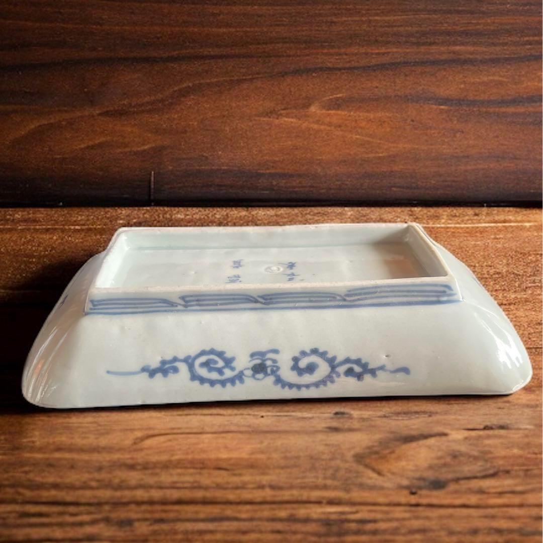 江戸時代【富貴長春】骨董品 アンティ ーク 蛸唐草 古伊万里 長皿 レトロ