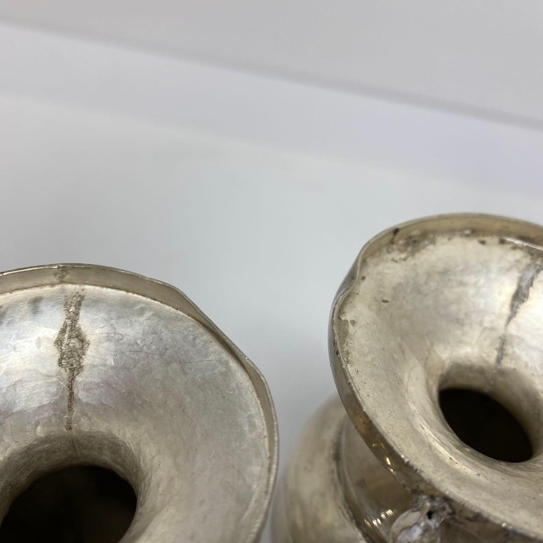 中国清時代　銀製　花器一対　248g 東さ8-0107☆2F