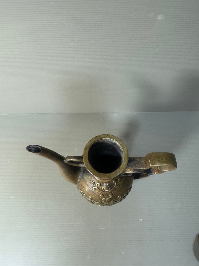 2495 中国骨董　大明宣徳年製銘　銅製　酒壺　時代物