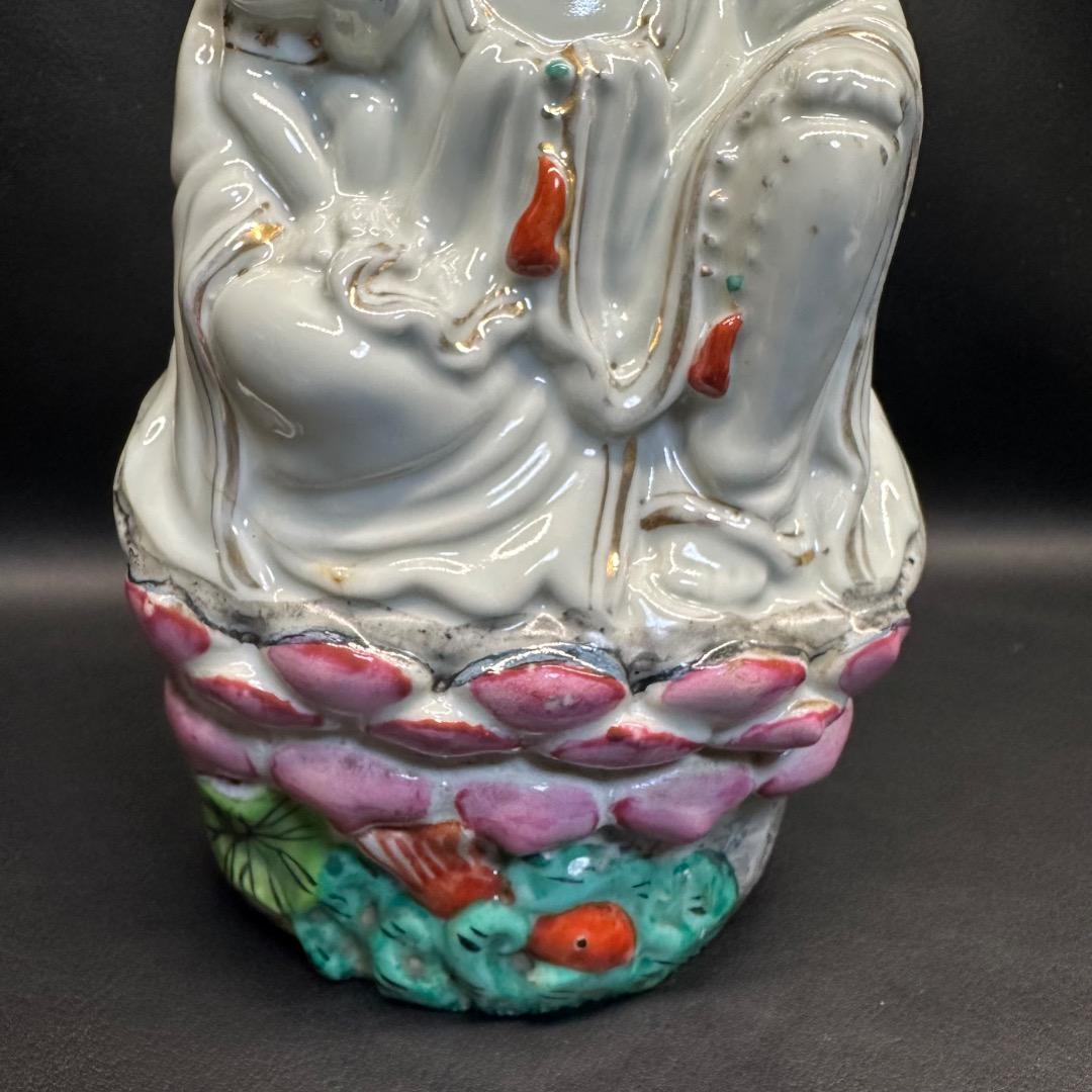 ♡Ec右1012 中国九江人形 子安観音菩薩 中国美術 ヴィンテージ 仏教