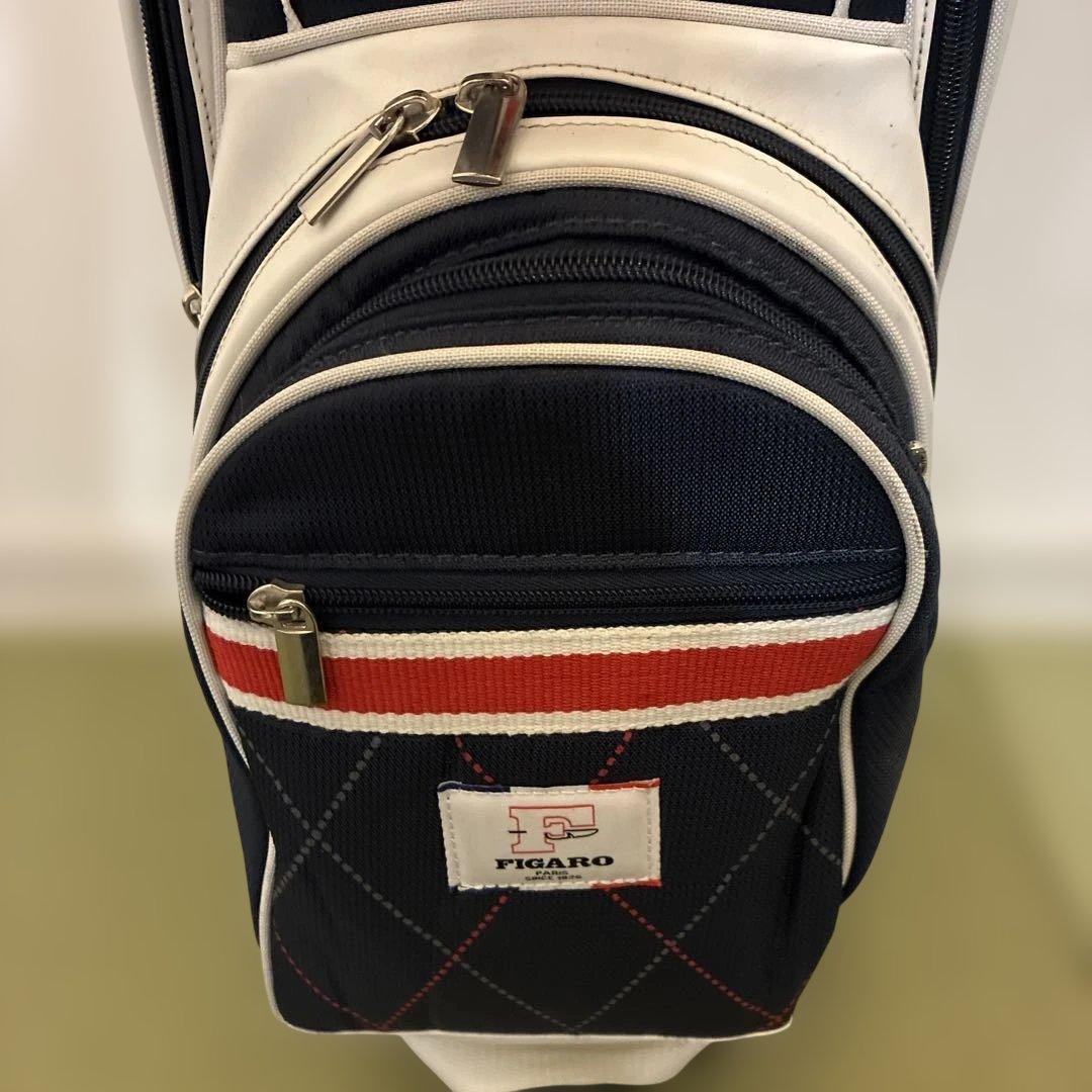 【美品】FIGARO キャディバッグ ネイビー/ホワイト/レッド