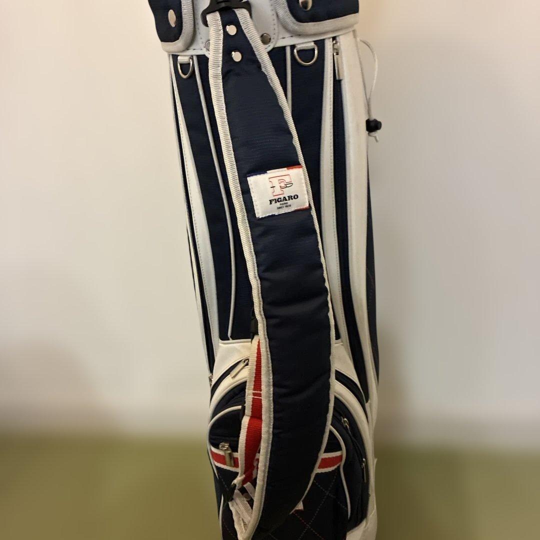 【美品】FIGARO キャディバッグ ネイビー/ホワイト/レッド