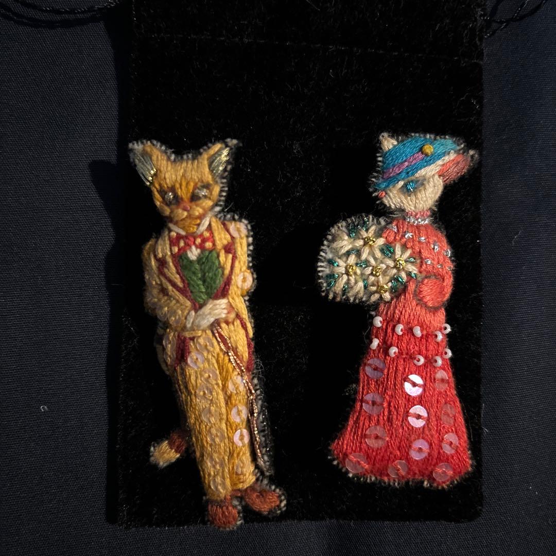 アニメージュとジブリ展　刺繍ブローチ　バロン＆ルイーゼ　耳をすませば　tamao