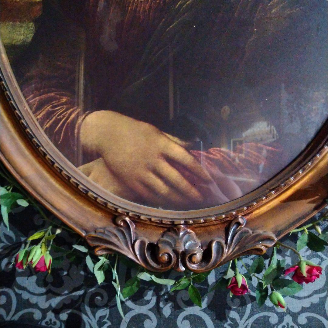 気まぐれセール レオナルド・ダヴィンチ 絵画 モナリザ 丸額 花付き