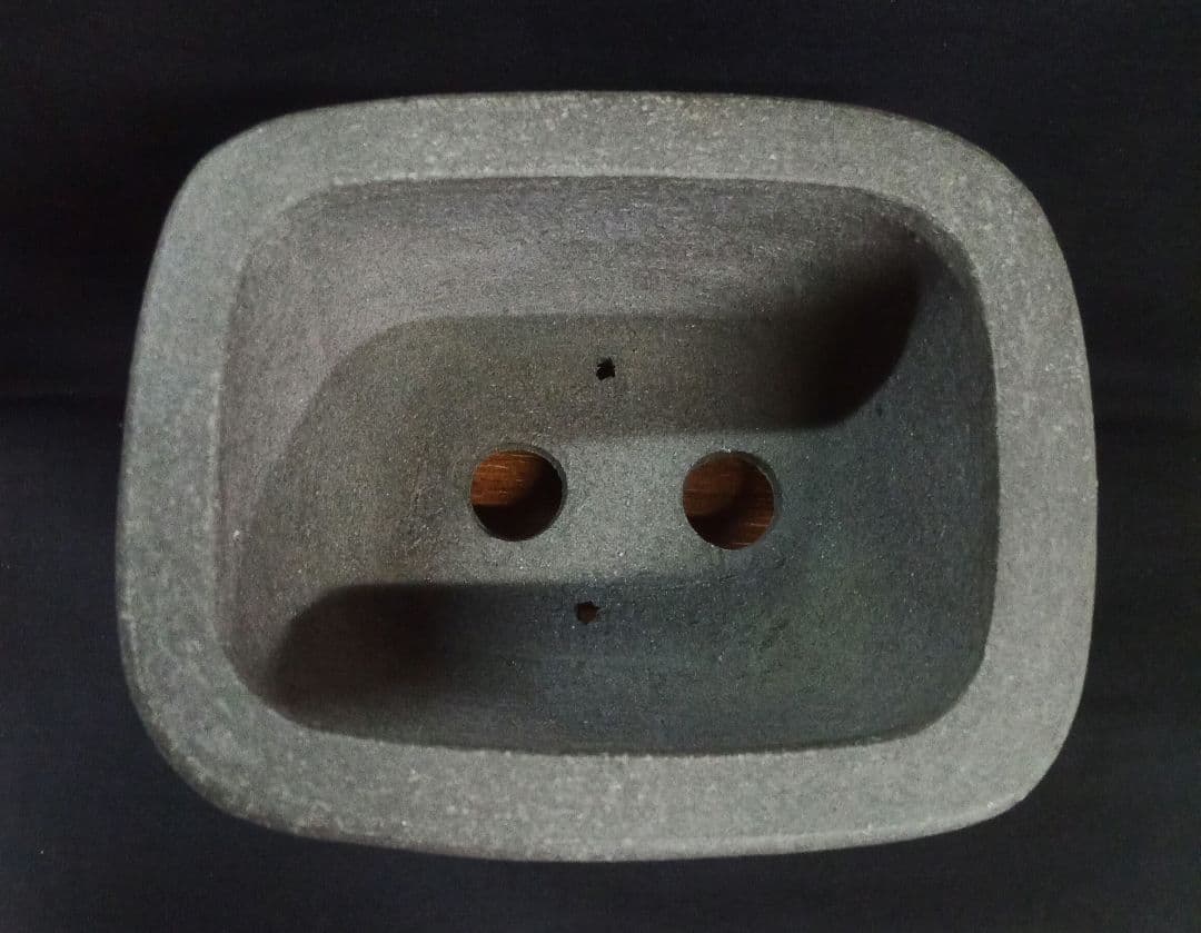 025.【 陶翠窯】 エン付長角足付３号盆栽鉢/植木鉢