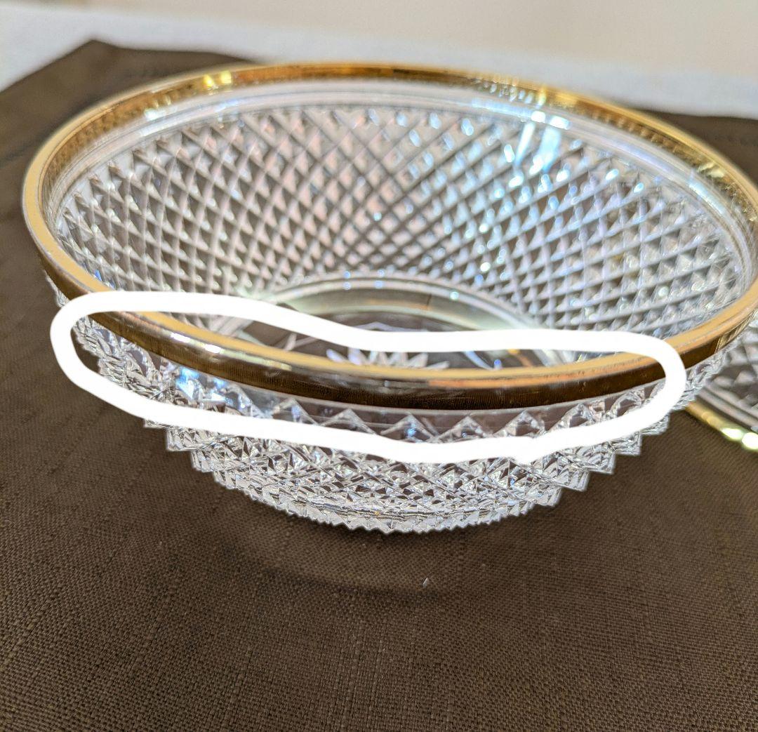 江戸切子　堀口硝子　最高級　金彩ダイヤ文四ツ碗（大）