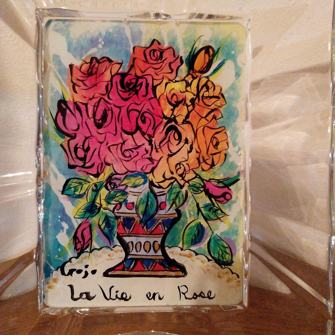 クリスタルローズ、薔薇のガラス絵、ウェッジウッドのフレーム