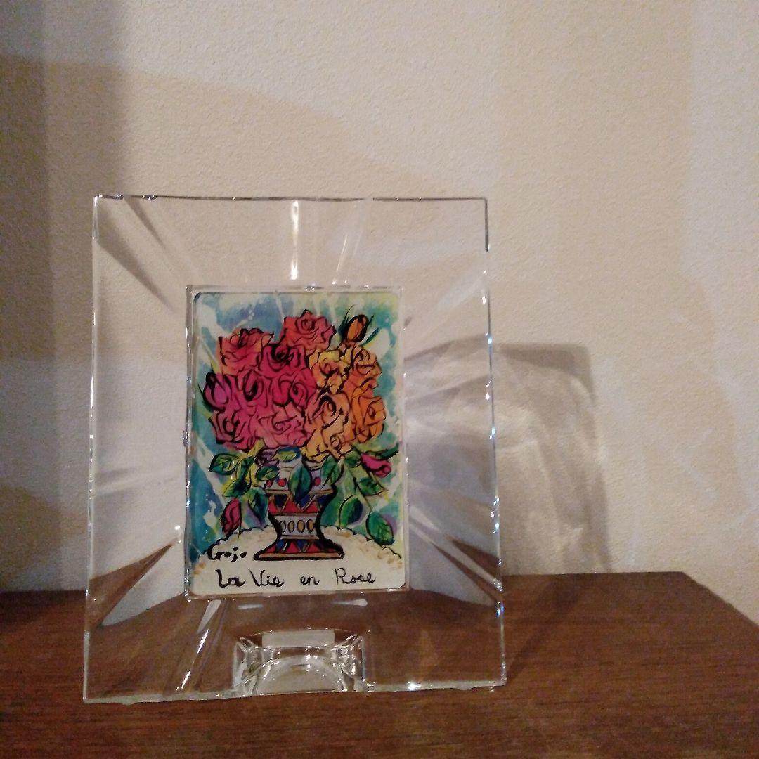 クリスタルローズ、薔薇のガラス絵、ウェッジウッドのフレーム