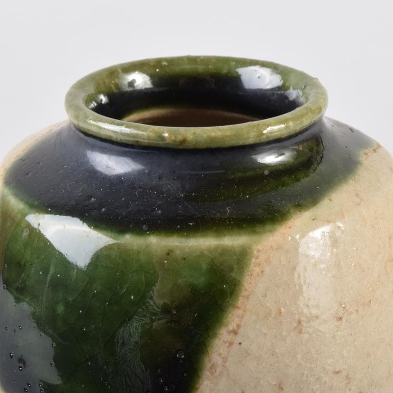 茶道具　瀬戸赤津焼　織部焼　山口正悟作　肩衝茶入　仕覆付　共箱　V　7081