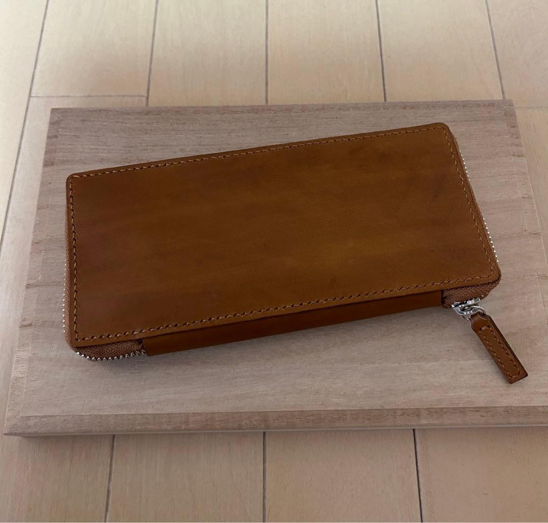 4本挿　ラウンドジップペンケース　レザーペンケース　ヌメ革　バハギア　似　手縫い