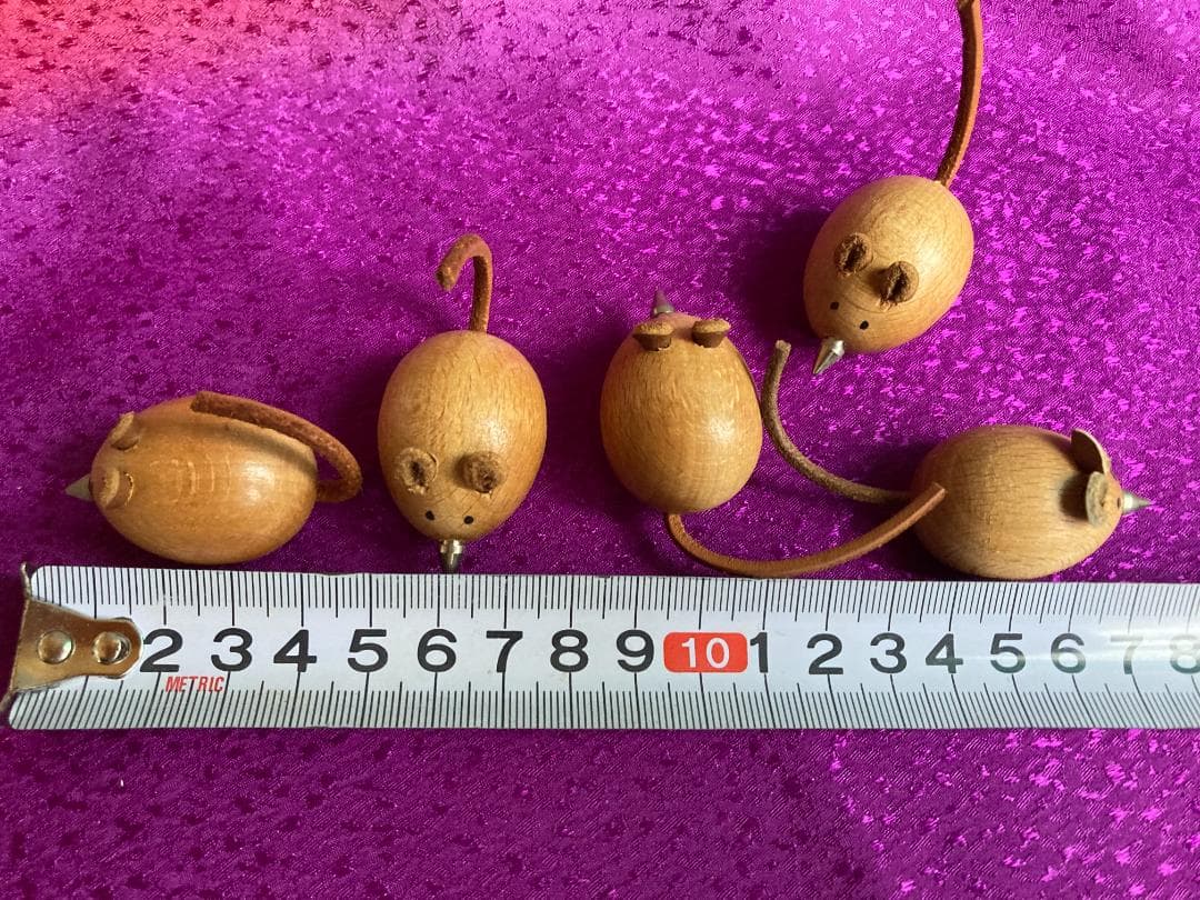 木製 ねずみ オブジェ 5体 セット ネズミ mouse レトロ